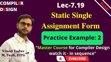 L7.19 | Static Single Assignment Form : Example-2 | Compiler Design (CD)