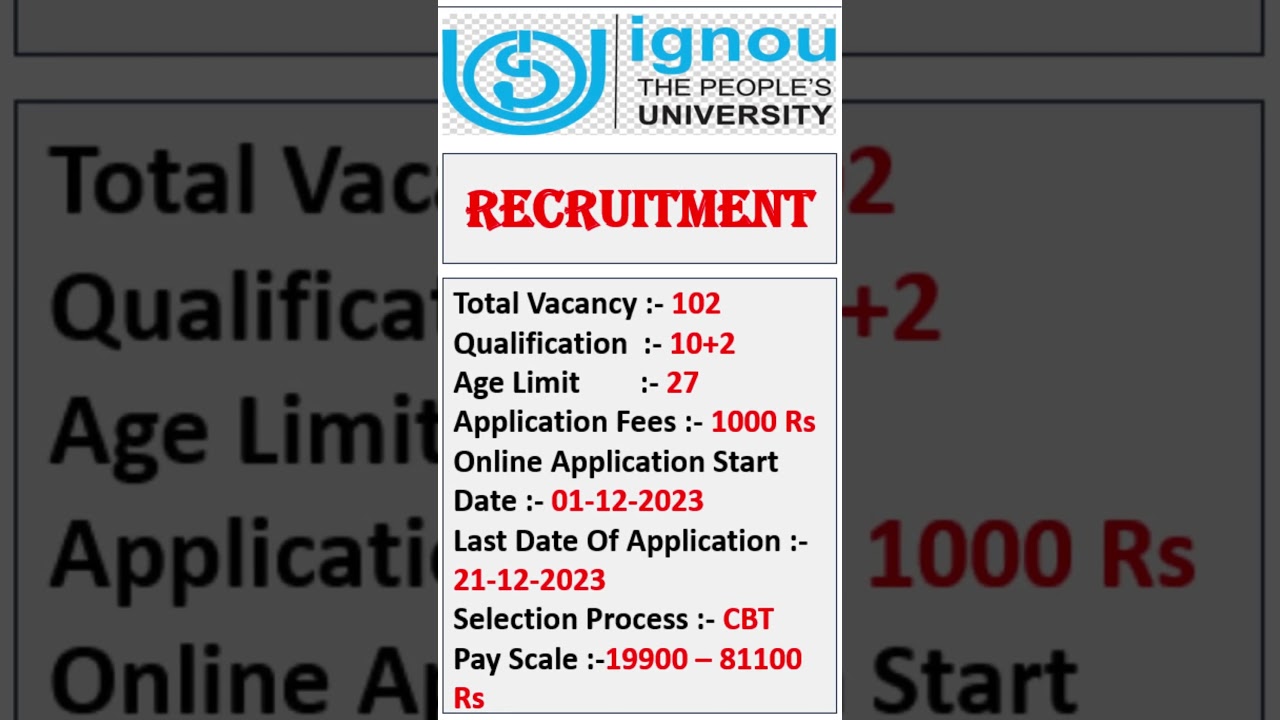 Job Update 12th Pass IGNOU Recruitment For STENOGRAPHER AND JUNIOR ASSISTANT- CUM- TYPIST (JAT)