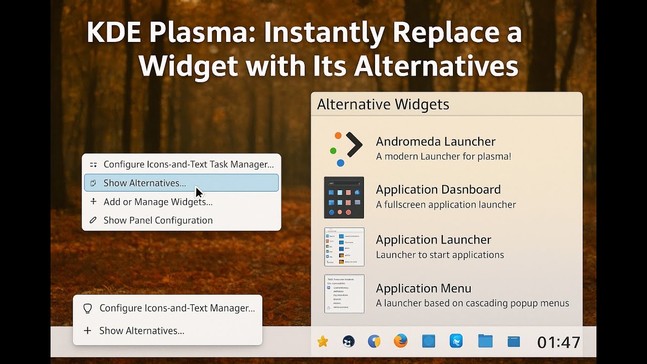 KDE Plasma: Instantly Replace a Widget with Its Alternatives