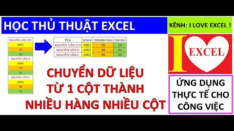 CHUYỂN DỮ LIỆU 1 CỘT THÀNH NHIỀU HÀNG NHIỀU CỘT - ILOVEEXCEL!