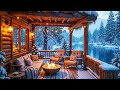Winter Lakeside Cabin Porch ❄️🔥 Soft Piano Music, Crackling Fireplace &amp; Snowfall for Deep Relaxation