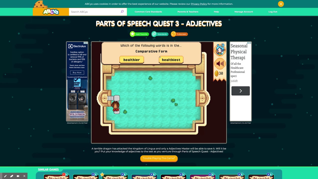 Parts of Speech Quest 3 Adjectives • ABCya! YouTube