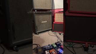 Marshall and Boogie amplifiers together with a Radial big shot ABY pedal ￼