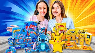 24 HORAS COMENDO COMIDAS DO STITCH VS COMIDAS DO PIKACHU