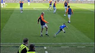 Gazza in rare form at the Rangers Legends game