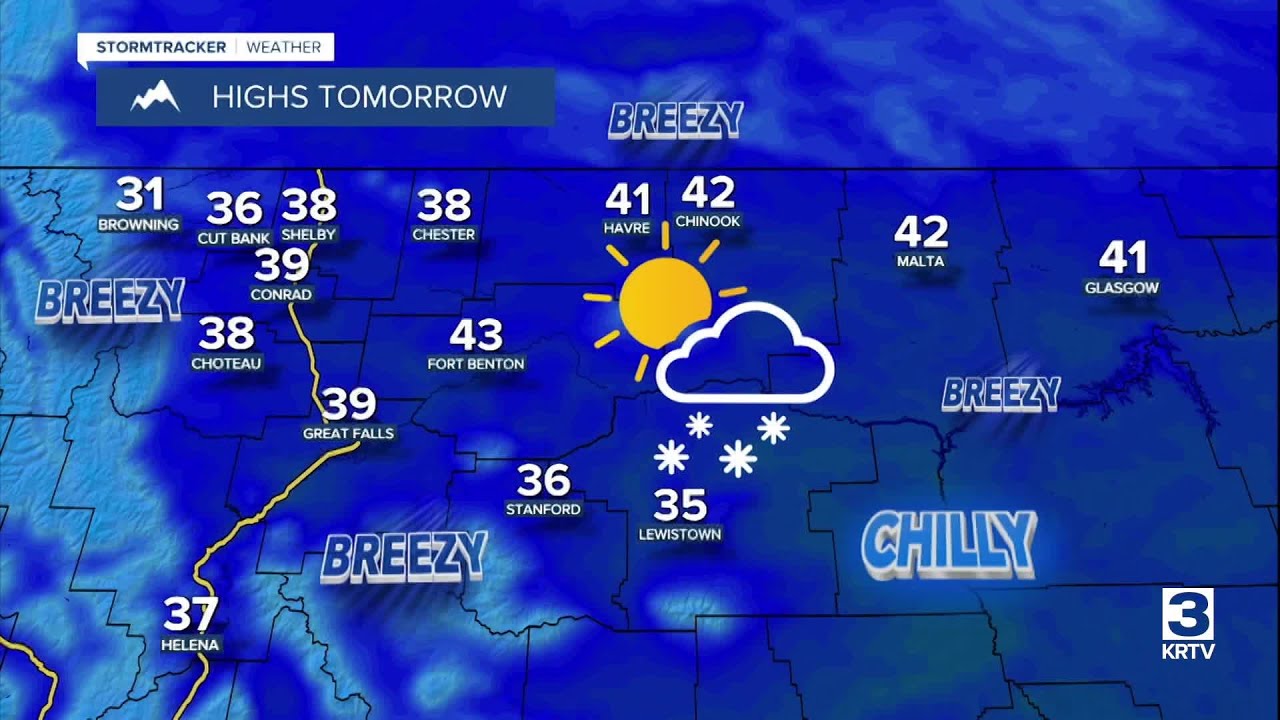Breezy and chilly with some scattered snow showers on Tuesday