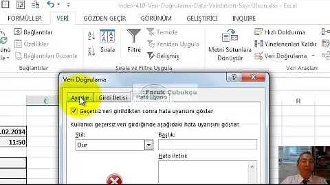 Excel Veri Doğrulama / DataValidation - Formül Kullanımı ile Sayı Girilmesi