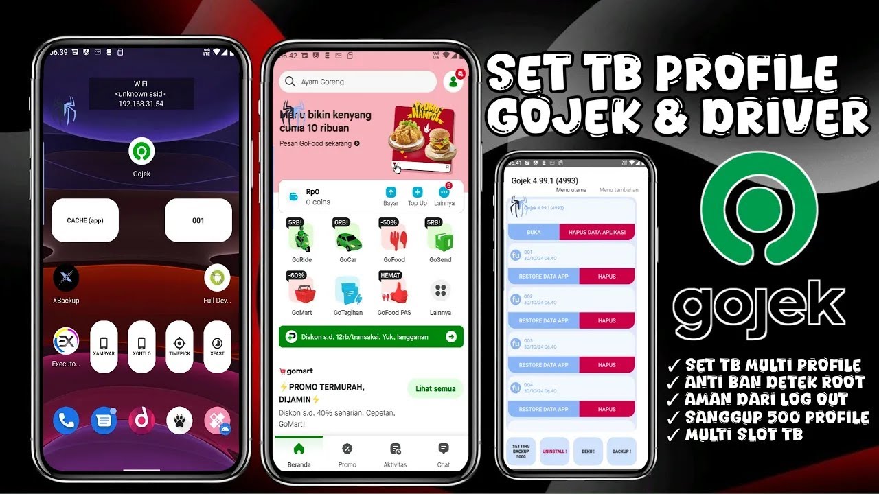 SET TB MLTI PROFILE APLIKASI GOJEK TERBARU   MULTI PROFILE UNTUK MENYIMPAN BANYAK AKUN