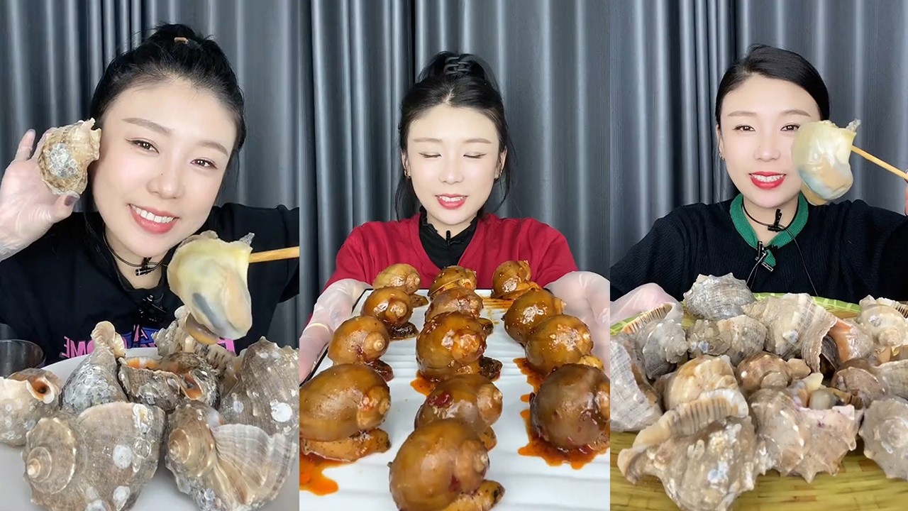【MUKBANG】Boiled sea snail + spicy abalone snail🐚🌶🧄#Seafood#ASMR#yummy