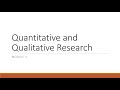 Understanding Quantitative and Qualitative Research