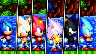 EVOLUTION OF SONIC FORMS IN SONIC MANIA (DARK,SUPER,HYPER,LIGHTING AND MORE)