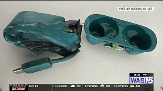 Overheating headphones case caused a Swiss plane to divert to Bangor, officials say