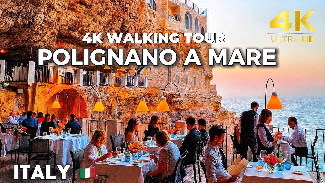 Прогулка по скалистому раю Италии — Полиньяно-а-Маре в потрясающем разрешении 4K!