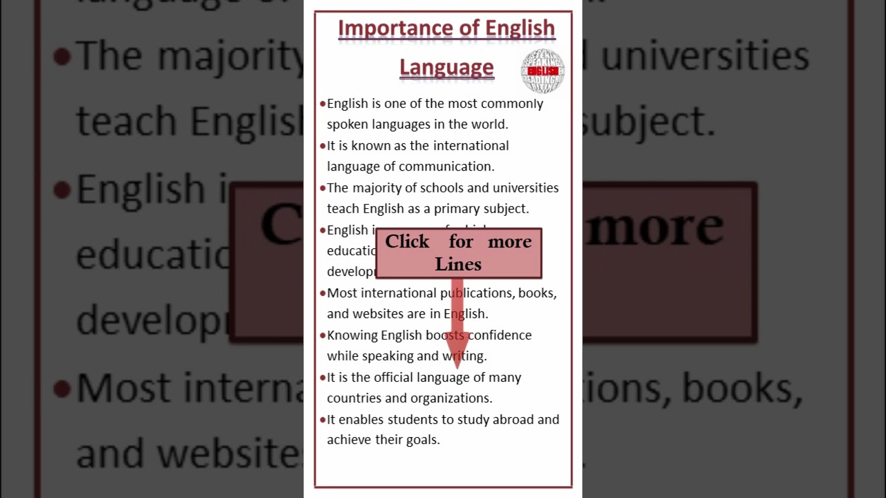 Essay Importance of English Language | English Subject 