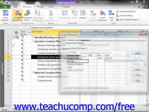 Project 2010 Tutorial Material Resource Comsumption Rates Microsoft Training Lesson 9.4