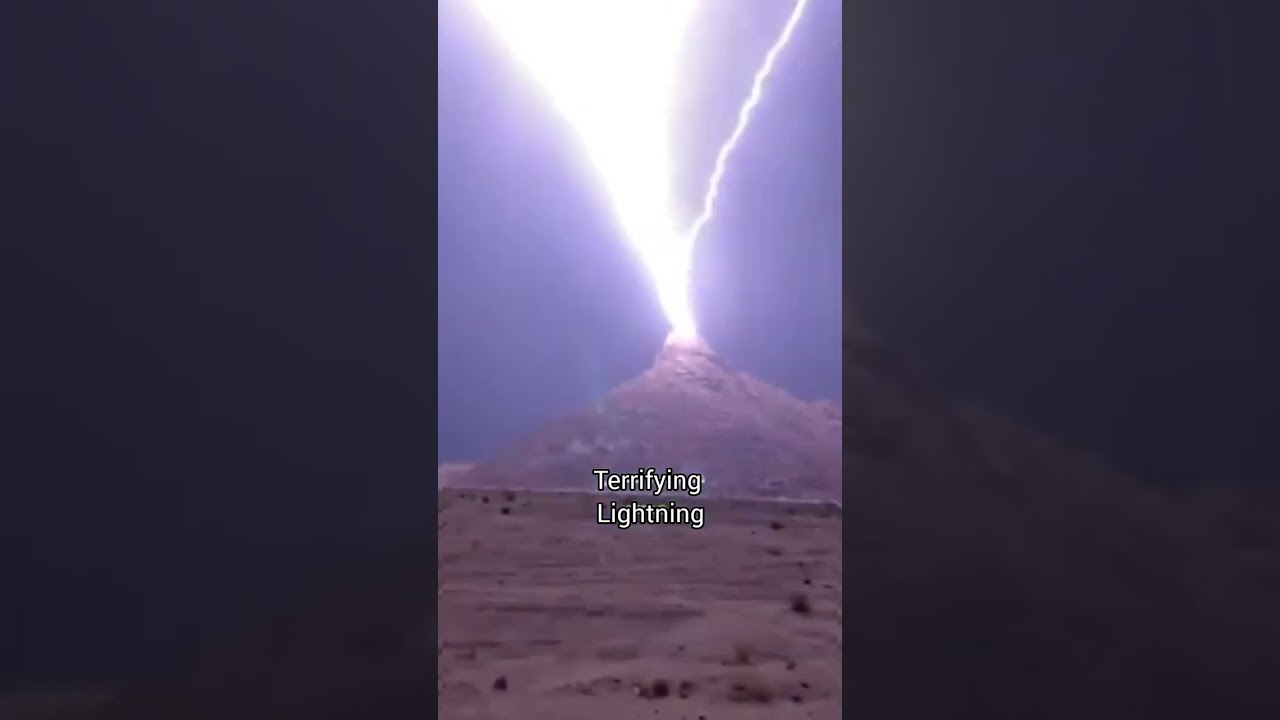terrifying high voltage lightning strikes top of a mount