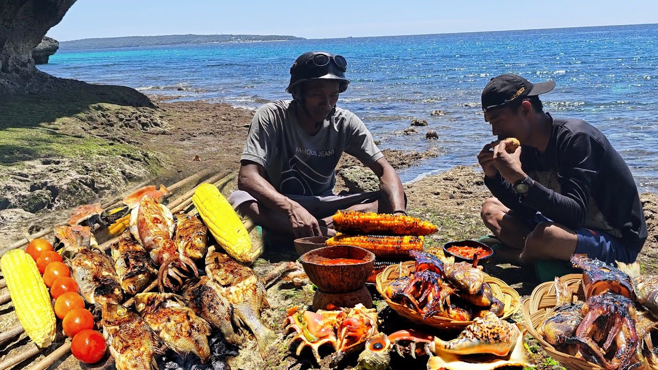Yummy! Berburu saat air surut tiba tiap hari makan seafood segar🐙🦑🐟🦀
