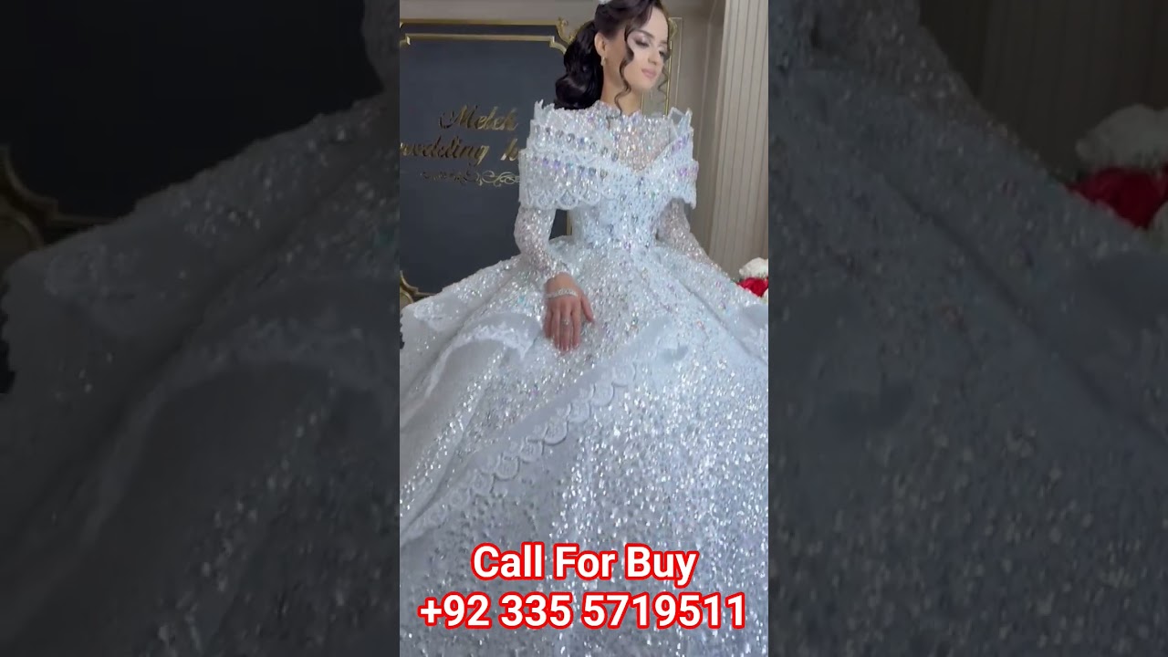 💎 Timeless Beauty – White Crystal Handmade Bridal Dress Only at Queen Fashion