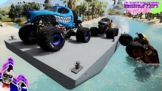 Monster Jam INSANE Racing, Freestyle and Crashes #4 | BeamNG Drive | Steel Titans