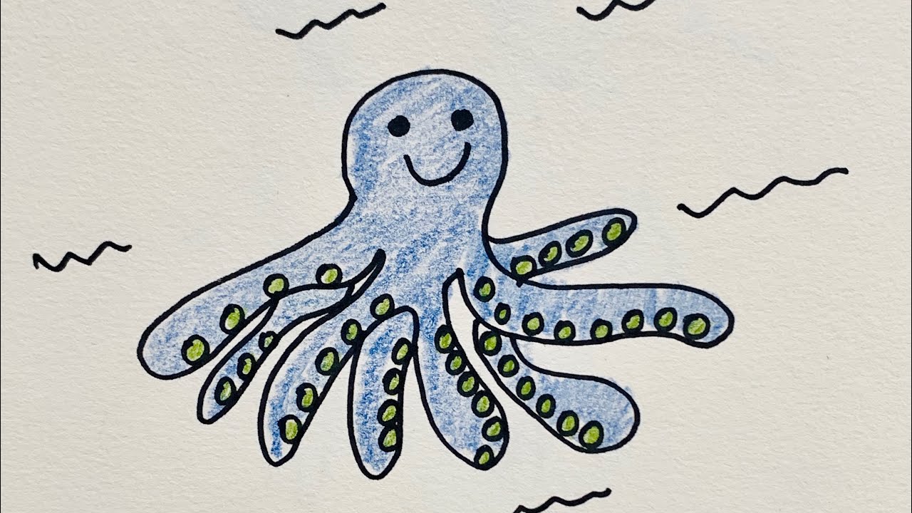 How to draw a baby Octopus Simple, cute and easy for kids!! YouTube