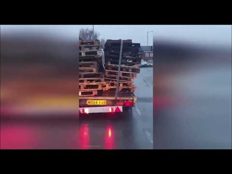 Dangerously overpacked truck take out pedestrian - after narrowly missing a cyclist