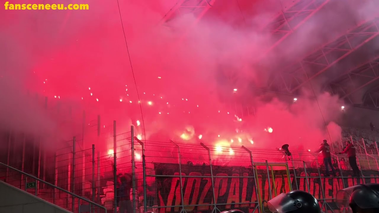 ŁKS Łódź - WIDZEW ŁÓDŹ (18.02.2024) doping i oprawa