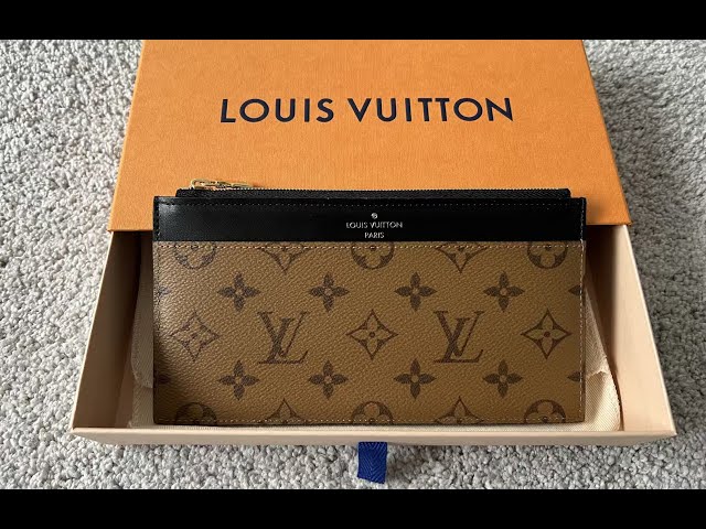 Louis Vuitton Reverse Monogram Slim Pochette Credit Card Holder Pouch  Zipper New