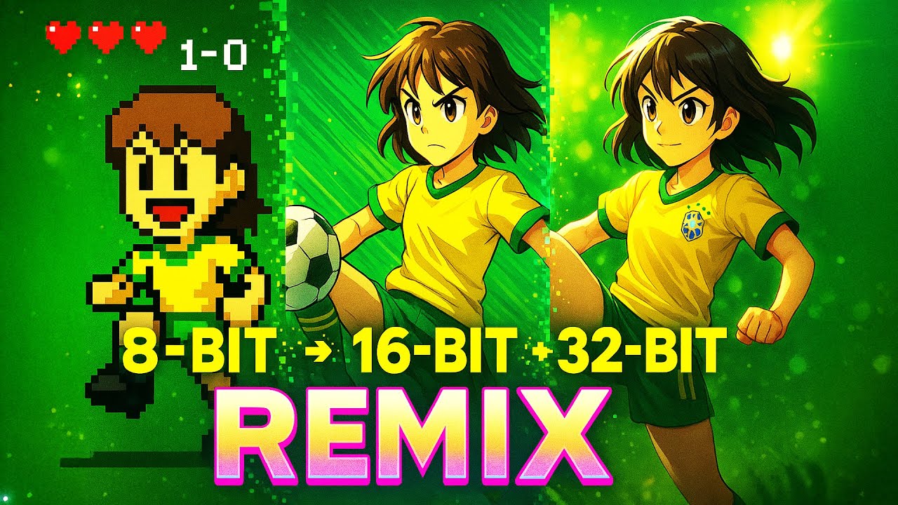 Evolução do Futebol Pixel | Passo Bem Solto 8bit, 16bit, 32bit
