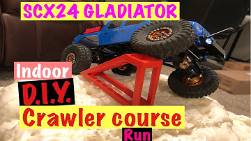 DIY indoor crawler course - SCX24 Gladiator run with RC4WD Scramblers - 3/4 foams.