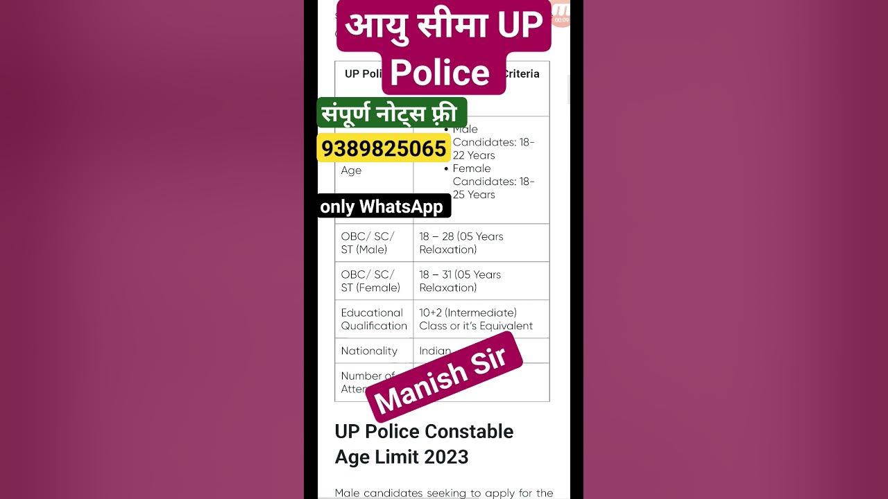 UP Police Constable Age Limit 2024 UP Police Age Limit 2024 UP