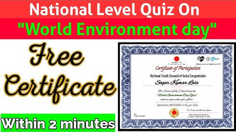 National Level Quiz On "World Environment Day 2020" || Quiz with Answers || #freeCertificate