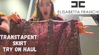 Transparent Skirt Try-On Haul In A Fitting Room New From Elisabetta Franchi See Through Sheer