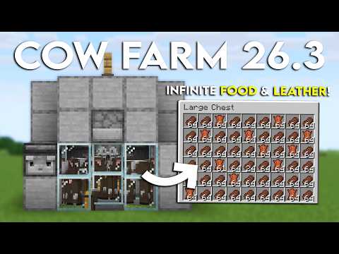 EASIEST MINECRAFT 26.3 AUTOMATIC COW FARM TUTORIAL!