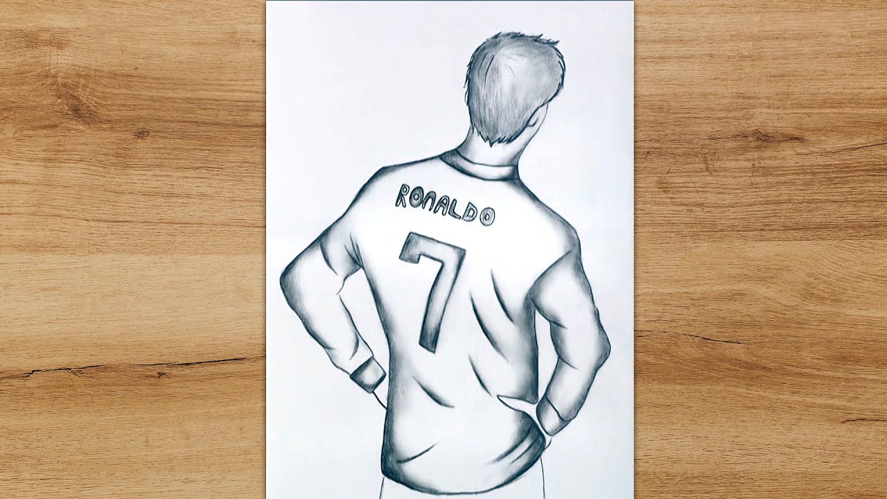 How to Draw Cristiano Ronaldo from Behind | CR7 sketch step by step