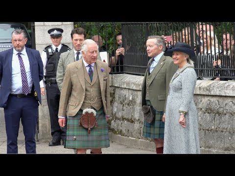 King Charles III welcomed to Balmoral in Scotland by Royal Guard of honour and pony 21st August 2023