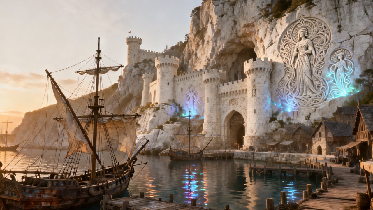 Relaxing Medieval Celtic Music | Peaceful Harbor Castle Ambience for Deep Relaxation