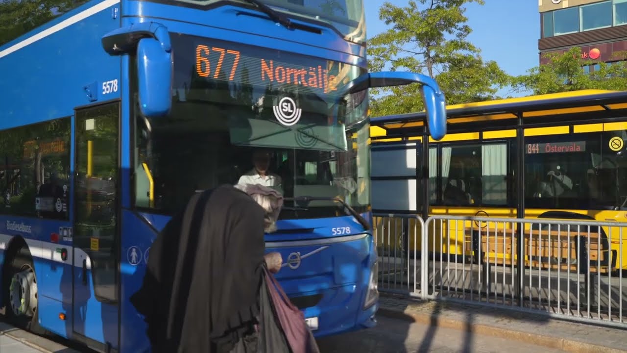 Sweden, double decker bus 677 ride from Uppsala to Norrtälje