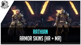 Monster Hunter World - All Rathian Armor Skins | Male, Female, HR, MR | Preview