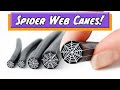 Making halloween spider web canes from polymer clay