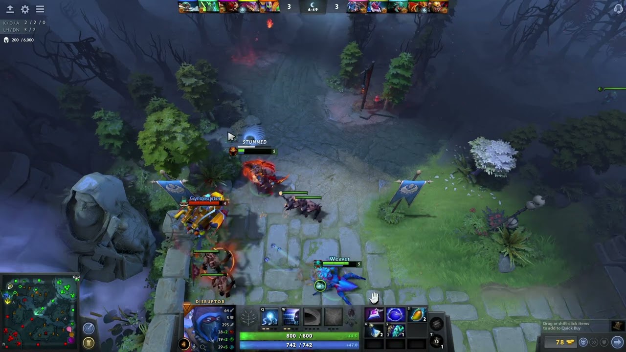 DOTA 2 - Unranked - Disruptor - Safelane Support (pos5)