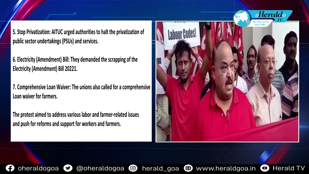 AITUC & trade union marks 3rd Oct as BLACK DAY, Holds protest in Panjim