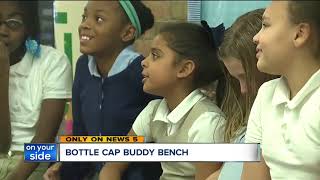 Cleveland students collect 600 pounds of bottle caps to create buddy benches