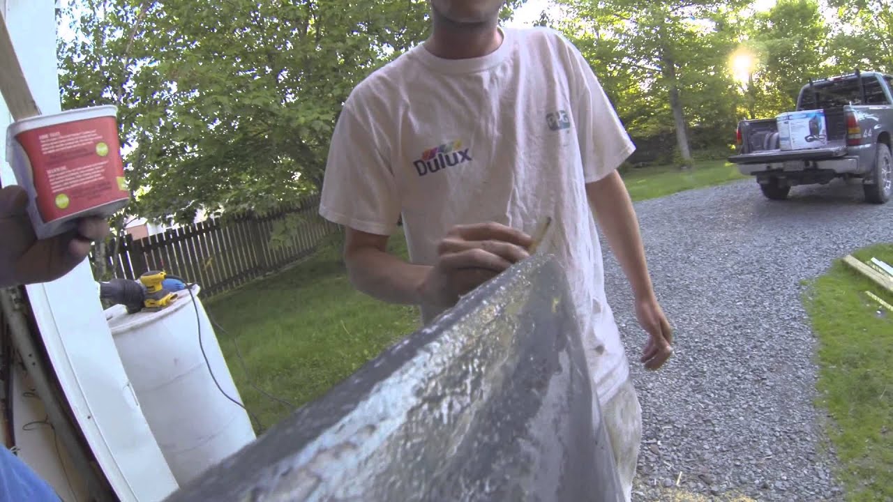 Fiberglass Canoe Restoration with camo paint job YouTube