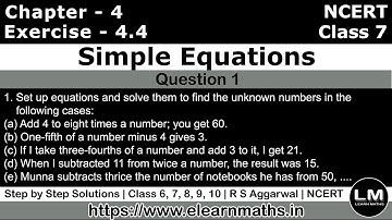 Simple Equations | Class 7 Exercise 4.4 Question 1 | NCERT | Learn Maths
