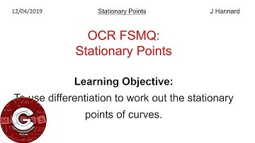 OCR FSMQ Additional Mathematics (New Spec) | Lesson 14: Stationary Points