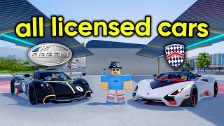 Every LICENSED CAR BRAND In Driving Empire!