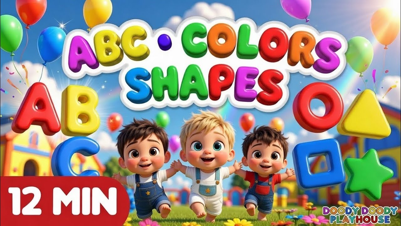 ABC, Colors & Shapes for Kids 🌈 | 12 Minutes Fun Learning Songs | @DoodyDoodyPlayhouse 