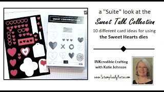 10 Card Ideas using the Sweet Hearts Dies A Sweet Conversation about the Sweet Talk Suite
10 ideas for cards with hearts . . . use them for Valentines Day Cards, or for a Wedding or Anniversary card or just an I Love You card. Showcasing StampinUp!s Sweet Hearts dies (part of the Sweet Talk Suite) coordinating with the Sweet Conversations stamp set.
Link to the video showing how to make the gift card holder:
https://www.facebook.com/149403901784330/videos/674308983979177 10 Card Ideas using the Sweet Hearts Dies A Sweet Conversation about the Sweet Talk Suite