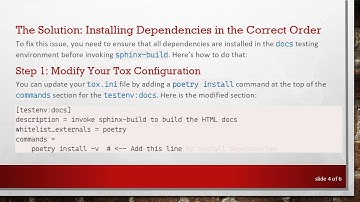 Resolving FileNotFoundError When Running Sphinx-Build in Docker with Poetry and Tox