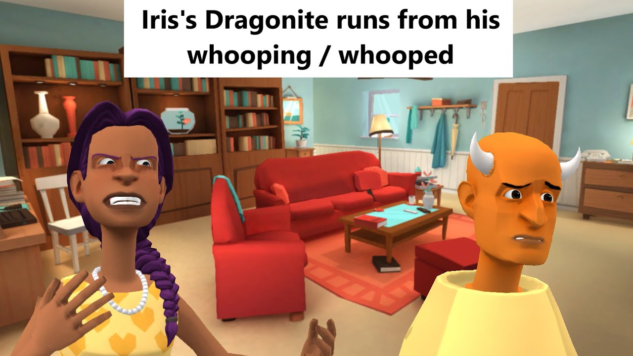 Iris's Dragonite runs from his whooping and gets caught / whooped